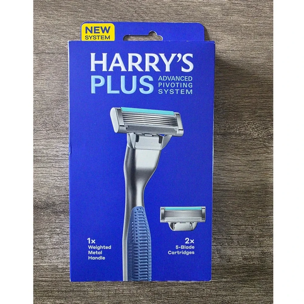 Harry's Plus Advanced Pivoting System Razor 2 Sets Weighted Metal Handle 5-Blade